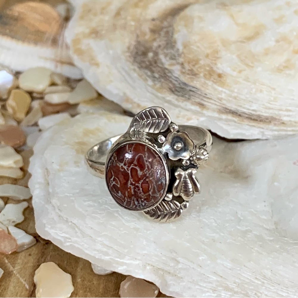75-Million-Year-Old Dinosaur Bone Fossil Sterling Silver Ring - Picture 2 of 8